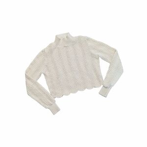 Lizette Collection Cream Mock Neck Cropped Sweater, Size Large